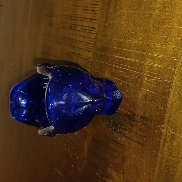 Vintage Mosser Victorian Rose Cobalt Blue Glass Shoe Slipper Upturned Toe - Picture 4 of 5